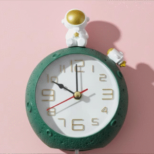 Cute Astronaut Wall Clock – Space Theme Decorative Clock for Kids Room
