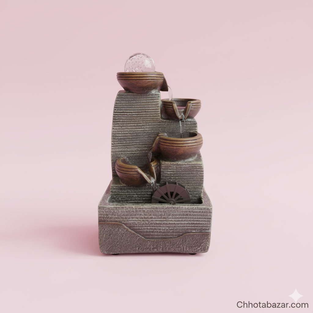 Mini Indoor Water Fountain with Crystal Ball & Rotating Wheel