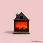 Mini Wooden House Fire Lamp – Cozy Decorative LED Light for Home & Office