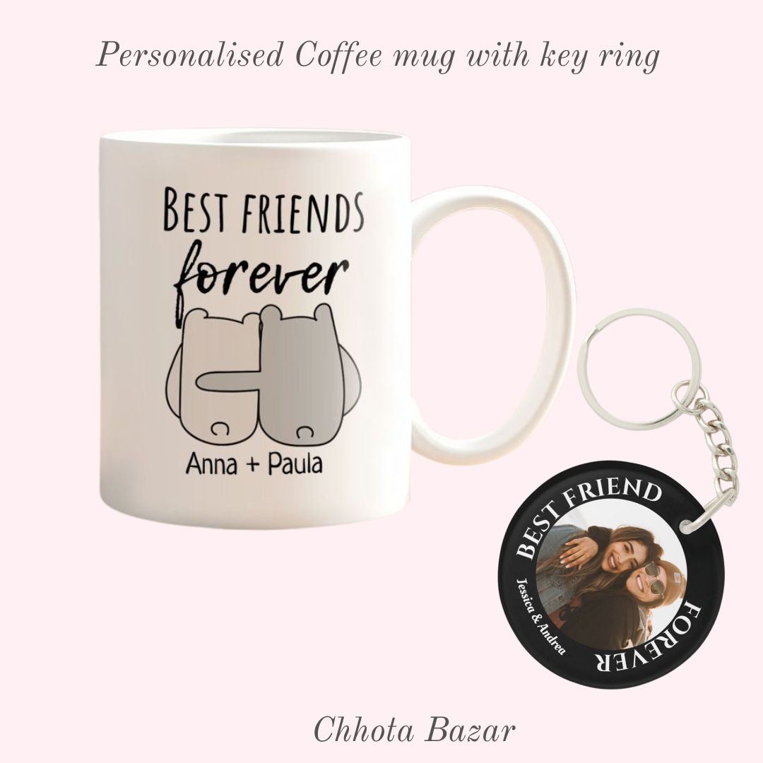 Personalised Best Friends Forever Mug & Photo Keyring Gift Set Combo