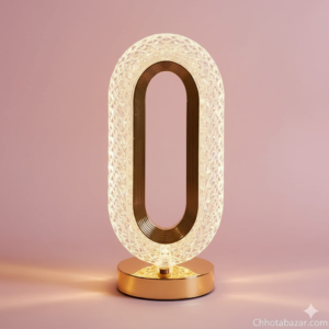 Modern Sculptural Oval LED Table Lamp with Gold Base